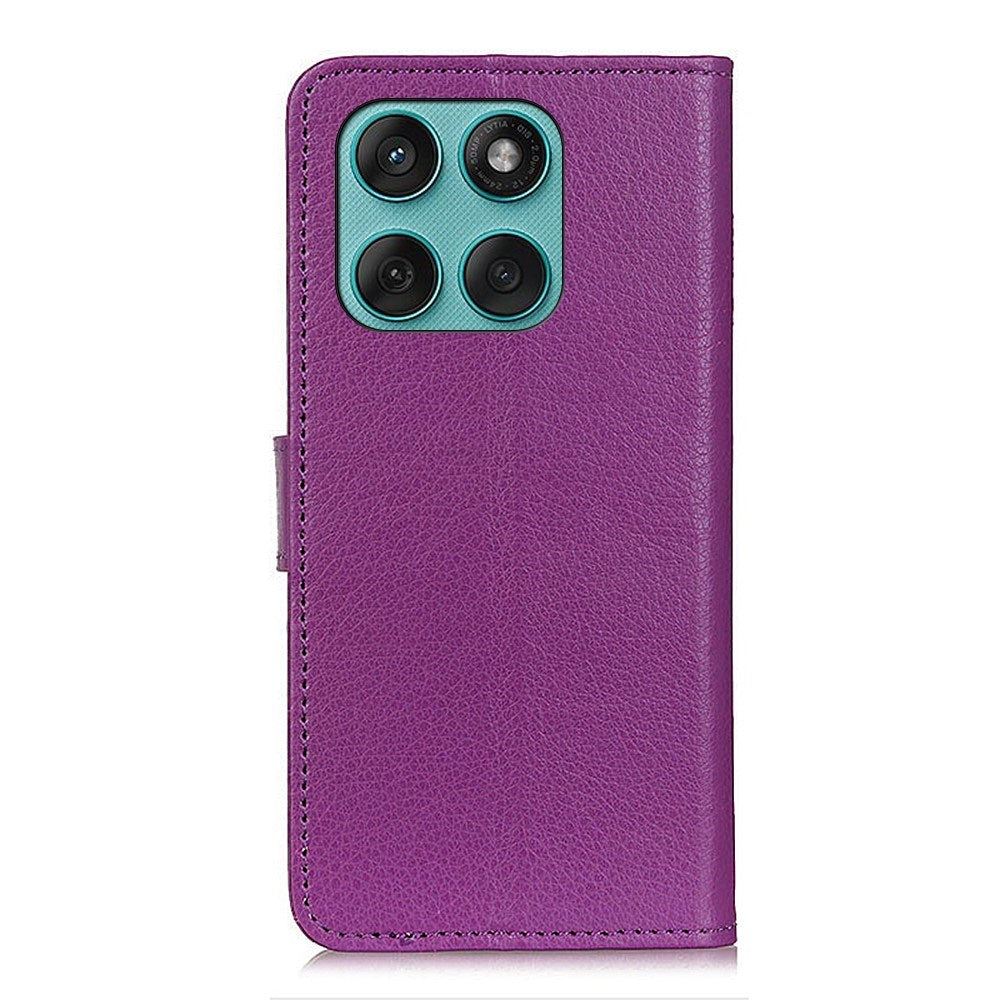 EIDERWOOD Motorola Edge 60 / Edge 60 Fusion Litchi Kunstlæder Cover m. Pung & Ståfunktion - Lilla