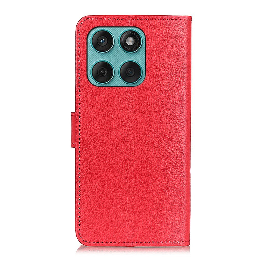 EIDERWOOD Motorola Edge 60 / Edge 60 Fusion Litchi Kunstlæder Cover m. Pung & Ståfunktion - Rød