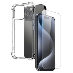 NORTHJO iPhone 15 Pro 2-i-1 Beskyttelsessæt m. Stødabsorberende Fleksibelt Plastik Cover & Hærdet Skærmbeskyttelsesglas - Gennemsigtig