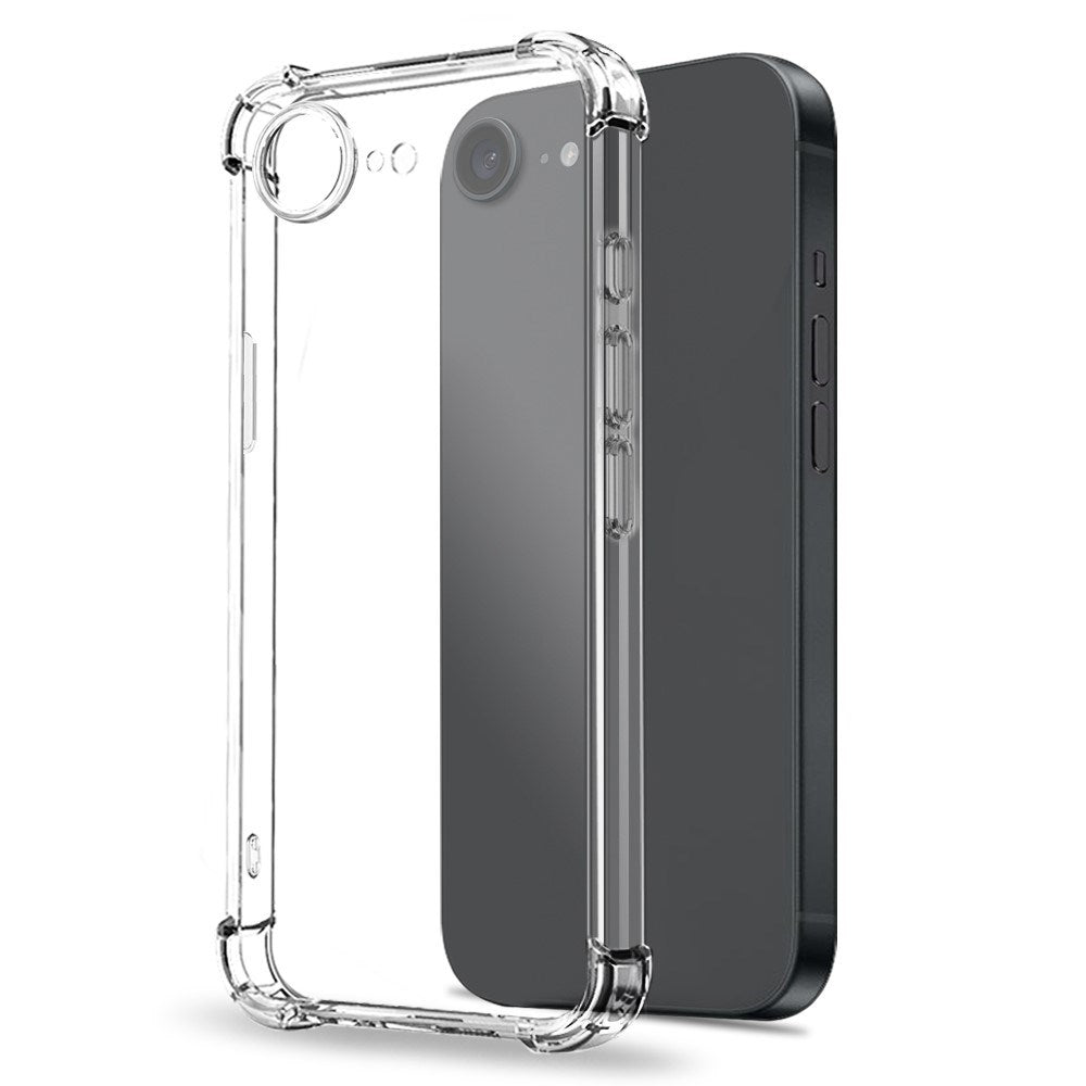 NORTHJO iPhone 17e / 16e 2-i-1 Beskyttelsessæt m. Stødabsorberende Fleksibelt Plastik Cover & Hærdet Skærmbeskyttelsesglas - Gennemsigtig