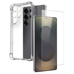 NORTHJO Samsung Galaxy S25 Ultra 2-i-1 Beskyttelsessæt m. Stødabsorberende Fleksibelt Plastik Cover & Hærdet Skærmbeskyttelsesglas - Gennemsigtig