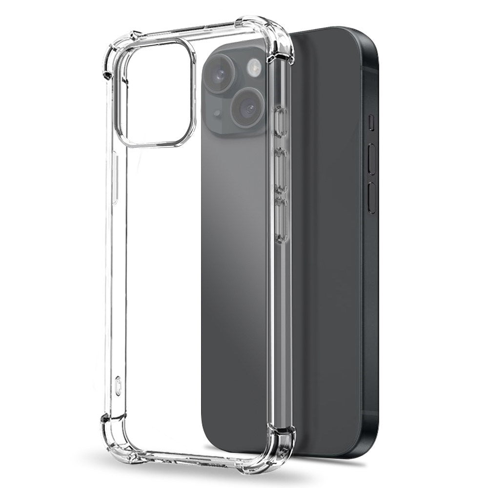 NORTHJO iPhone 15 3-i-1 Beskyttelsessæt m. Stødabsorberende Fleksibelt Plastik Cover & Hærdet Skærmbeskyttelsesglas & Kameralinseglas - Gennemsigtig