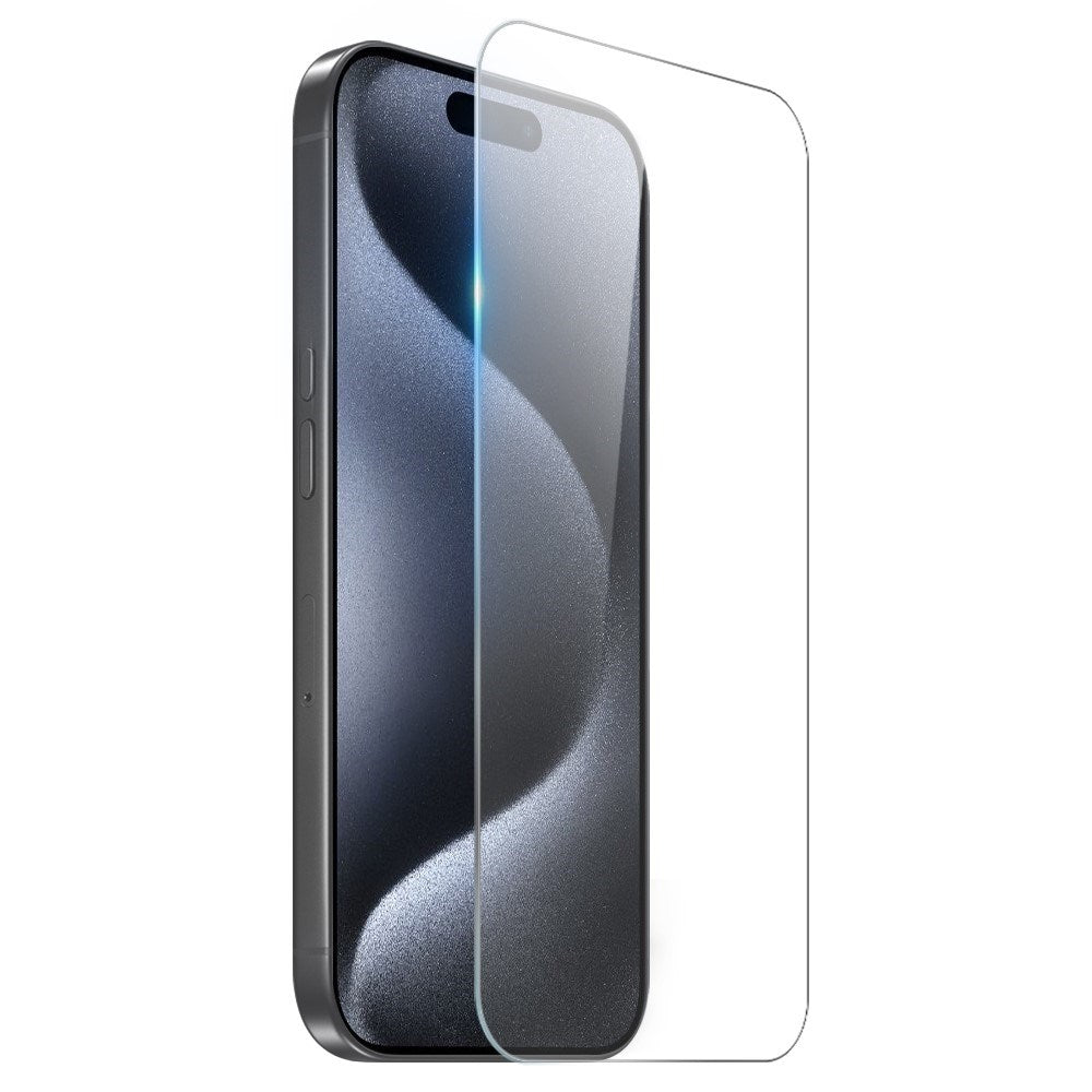 NORTHJO iPhone 15 Pro 3-i-1 Beskyttelsessæt m. Stødabsorberende Fleksibelt Plastik Cover & Hærdet Skærmbeskyttelsesglas & Kameralinseglas - Gennemsigtig