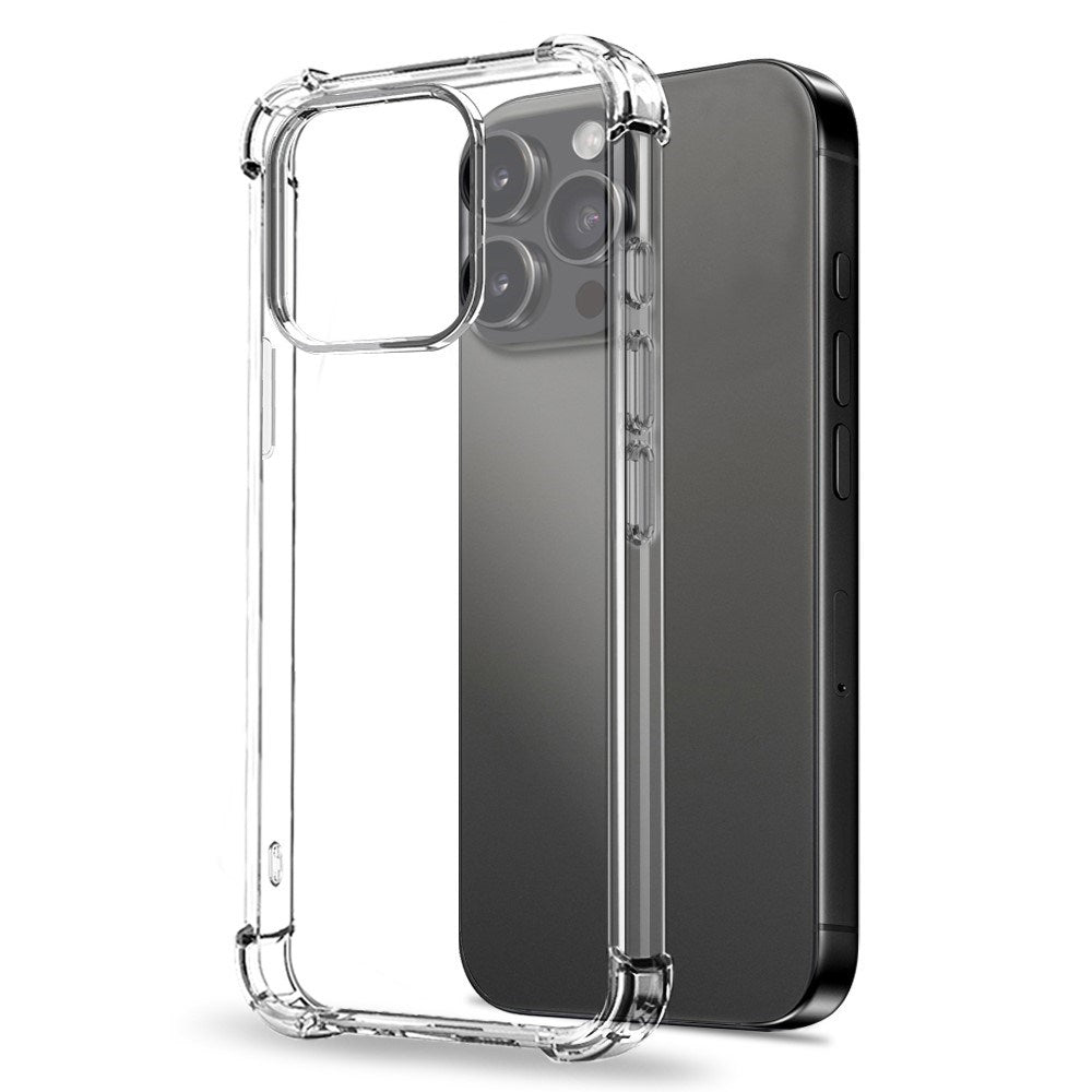 NORTHJO iPhone 15 Pro Max 3-i-1 Beskyttelsessæt m. Stødabsorberende Fleksibelt Plastik Cover & Hærdet Skærmbeskyttelsesglas & Kameralinseglas - Gennemsigtig
