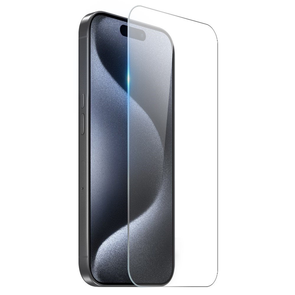 NORTHJO iPhone 15 Pro Max 3-i-1 Beskyttelsessæt m. Stødabsorberende Fleksibelt Plastik Cover & Hærdet Skærmbeskyttelsesglas & Kameralinseglas - Gennemsigtig