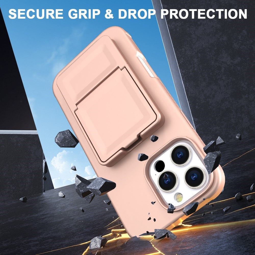 EIDERWOOD iPhone 16 Pro Max Fleksibelt Plastik Cover m. Kortholder & Indbygget Spejl - Rose Gold