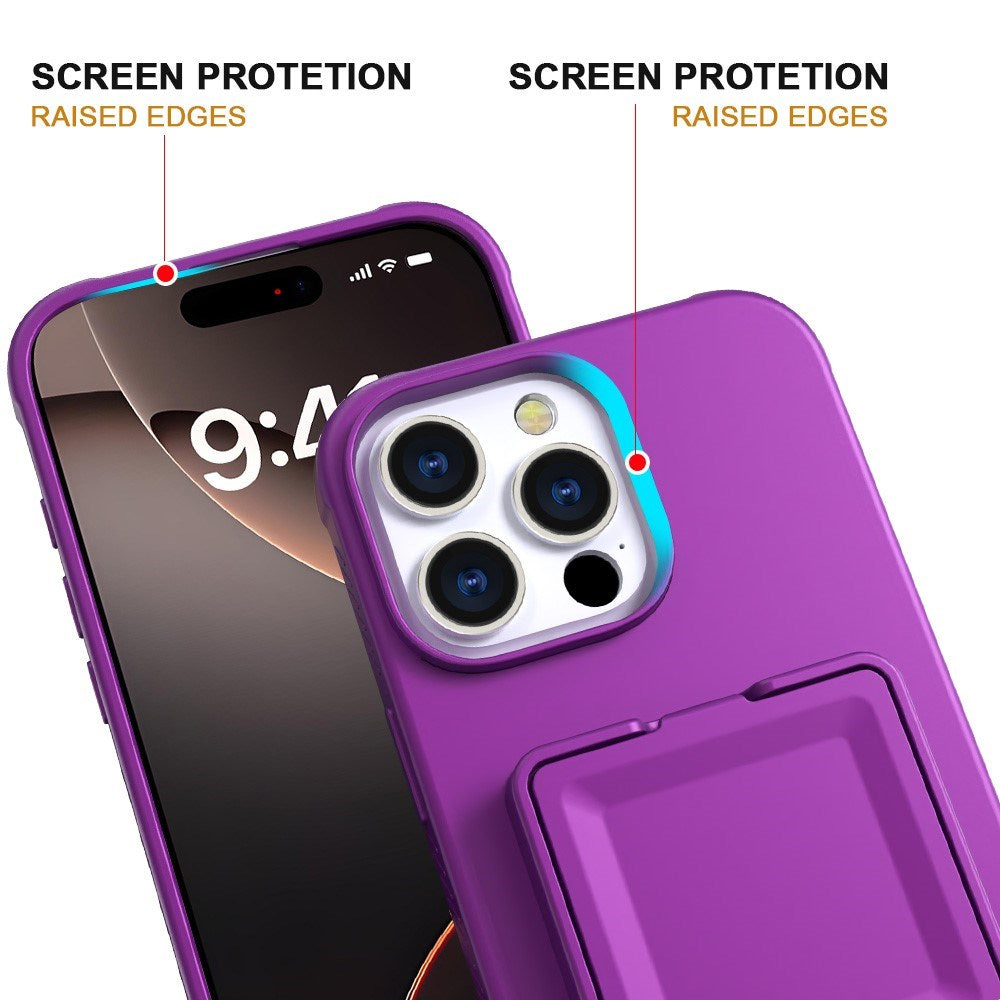 EIDERWOOD iPhone 16 Pro Max Fleksibelt Plastik Cover m. Kortholder & Indbygget Spejl - Mørkelilla