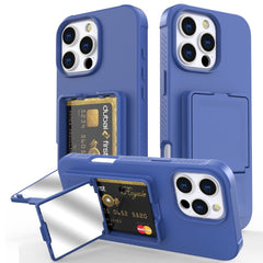 EIDERWOOD iPhone 16 Pro Max Fleksibelt Plastik Cover m. Kortholder & Indbygget Spejl - Blå