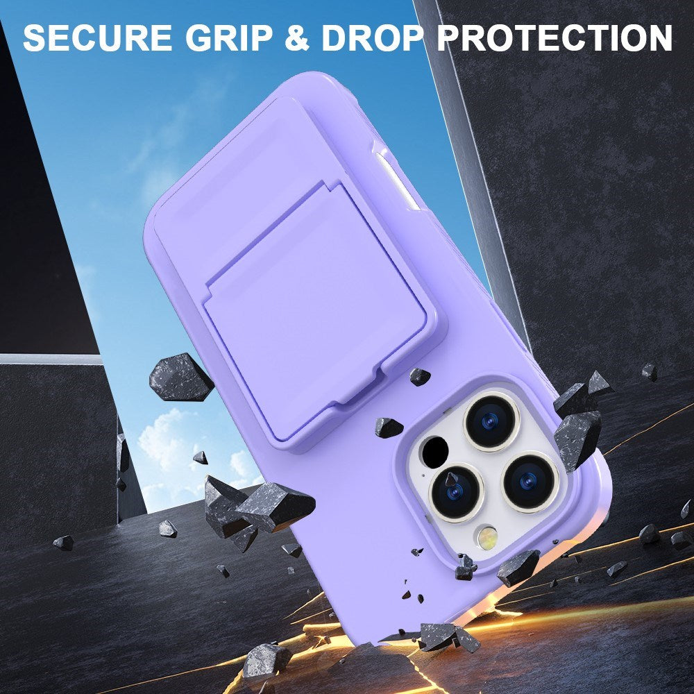 EIDERWOOD iPhone 16 Pro Max Fleksibelt Plastik Cover m. Kortholder & Indbygget Spejl - Lilla