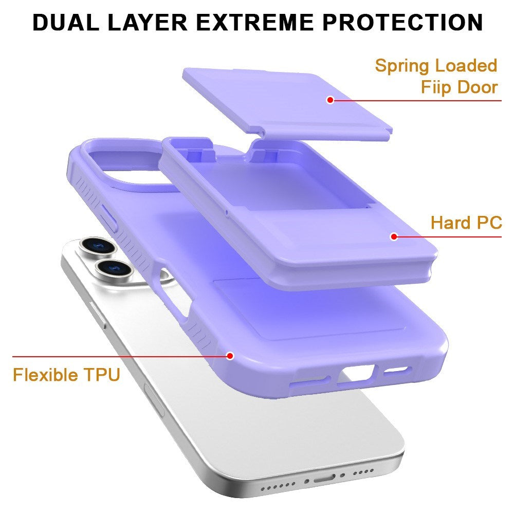 EIDERWOOD iPhone 16 Pro Fleksibelt Plastik Cover m. Kortholder & Indbygget Spejl - Lilla