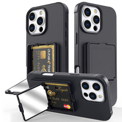 EIDERWOOD iPhone 16 Pro Fleksibelt Plastik Cover m. Kortholder & Indbygget Spejl - Sort