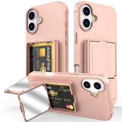 EIDERWOOD iPhone 16 Fleksibelt Plastik Cover m. Kortholder & Indbygget Spejl - Rose Gold