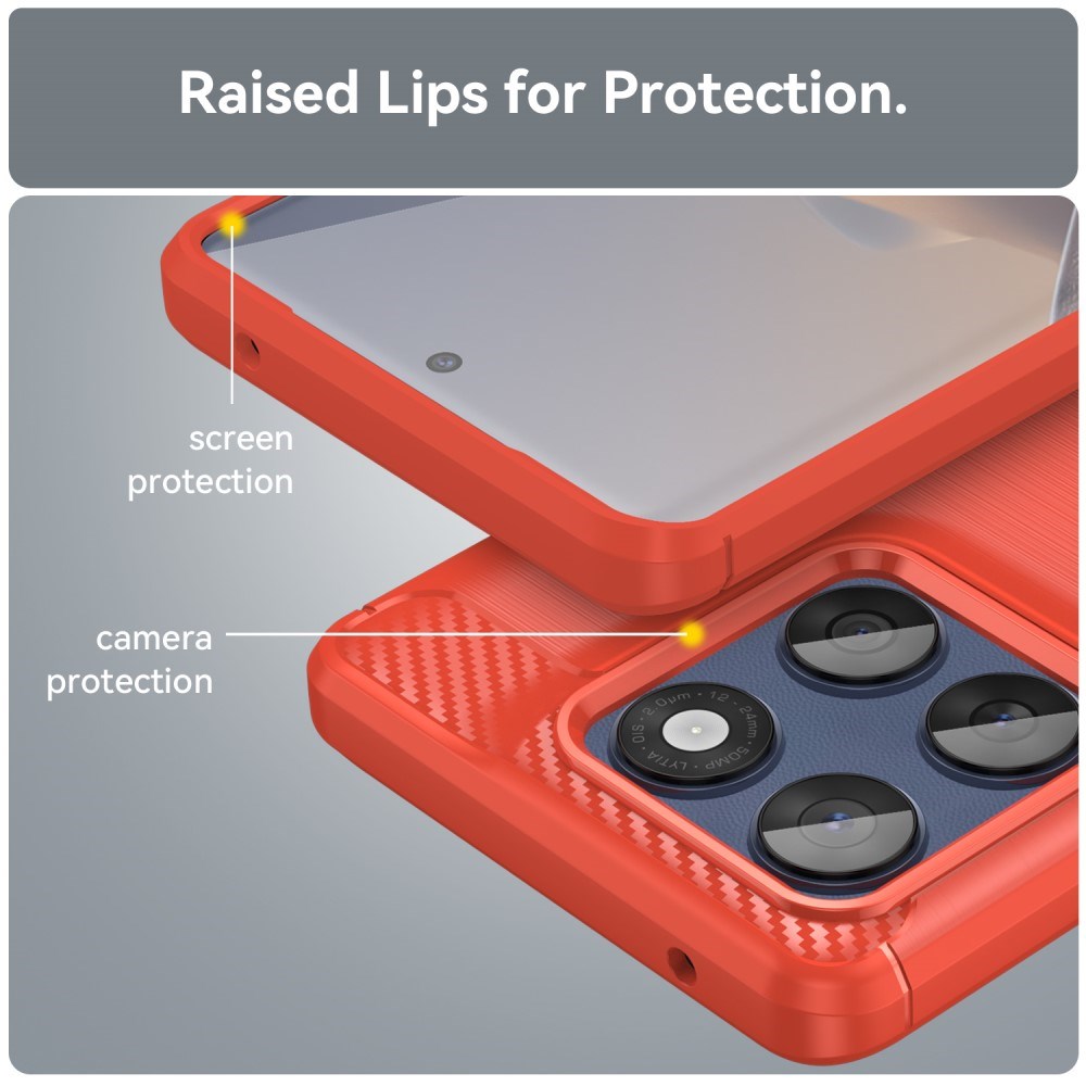 EIDERWOOD Motorola Edge 60 / Edge 60 Fusion Brushed Carbon Cover - Rød