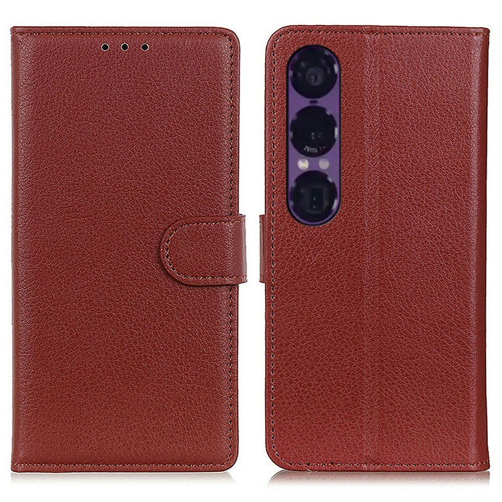EIDERWOOD Sony Xperia 1 VII Kunstlæder Flip Cover m. Kortholder & Ståfunktion - Brun