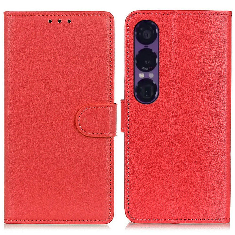 EIDERWOOD Sony Xperia 1 VII Kunstlæder Flip Cover m. Kortholder & Ståfunktion - Rød