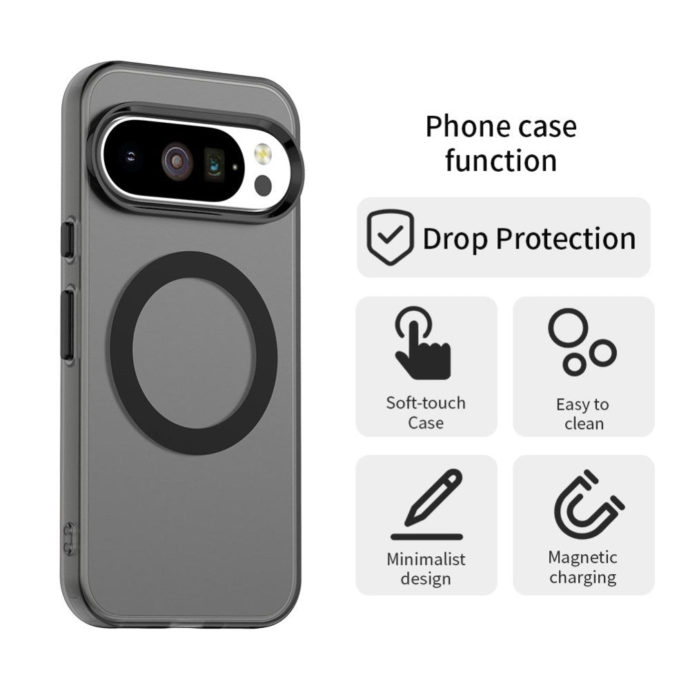 EIDERWOOD Google Pixel 10 / 10 Pro Hybrid Plast Cover - MagSafe Kompatibel - Gennemsigtig / Sort