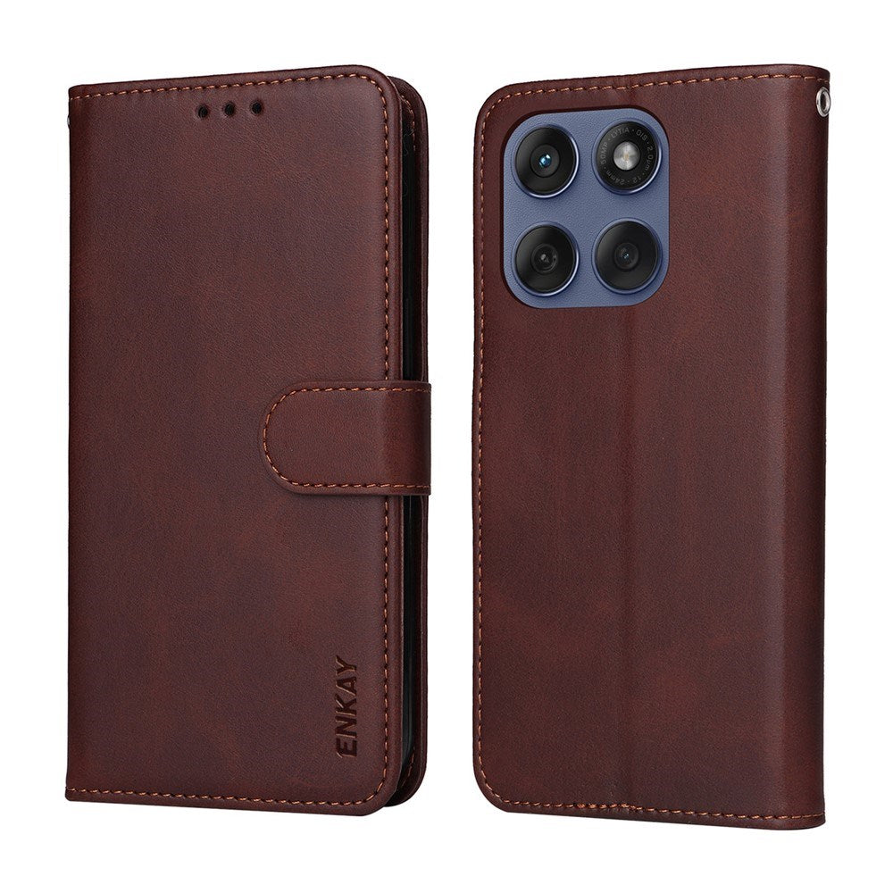 EIDERWOOD Motorola Edge 60 / Edge 60 Fusion 2-i-1 Kunstlæder Flip Cover m. Skærmbeskyttelsesglas - Rød
