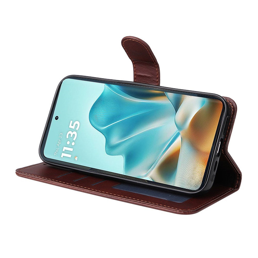 EIDERWOOD Motorola Edge 60 / Edge 60 Fusion 2-i-1 Kunstlæder Flip Cover m. Skærmbeskyttelsesglas - Brun