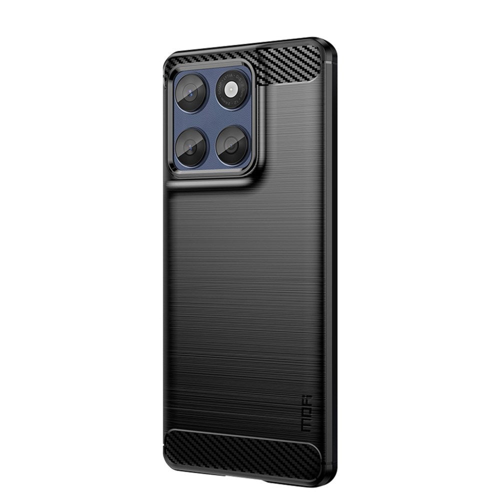 Motorola Edge 60 Fusion Mofi Brushed Carbon Fiber Fleksibelt Plastik Cover - Sort
