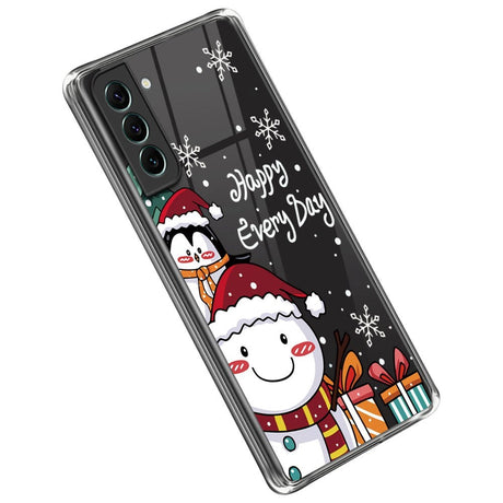 Samsung Galaxy S23 Fleksibelt Plast Jule Cover - Snemand og Pingvin