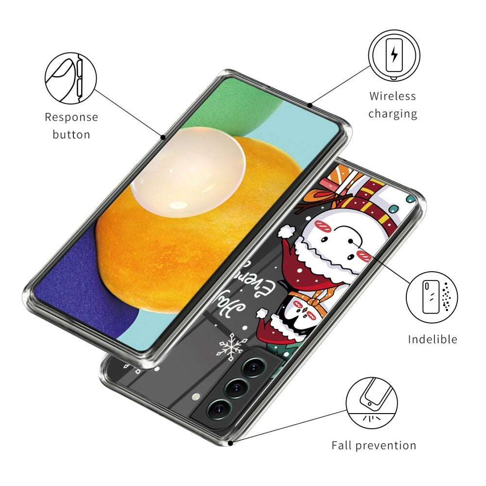 Samsung Galaxy S23 Fleksibelt Plast Jule Cover - Snemand og Pingvin