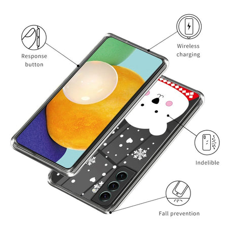Samsung Galaxy S23 Fleksibelt Plast Jule Cover - Hvid Bjørn