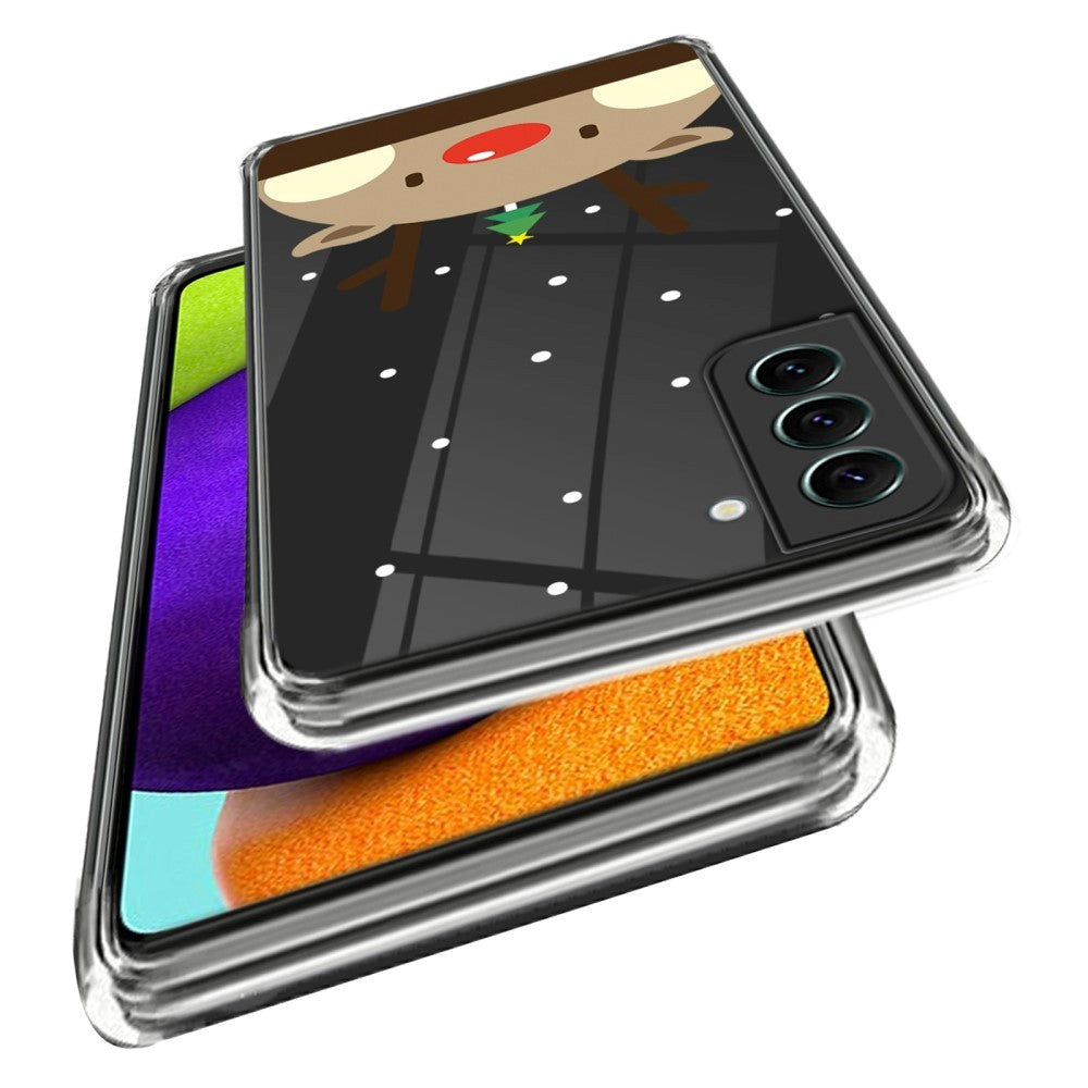Samsung Galaxy S22 Fleksibelt Plast Jule Cover - Rensdyr med Juletræ