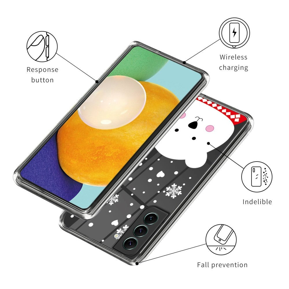 Samsung Galaxy S22 Fleksibelt Plast Julecover - Sød Isbjørn