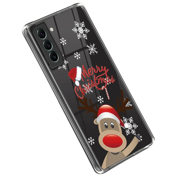 Samsung Galaxy S22 Fleksibelt Plast Julecover - Rensdyr med Nissehue