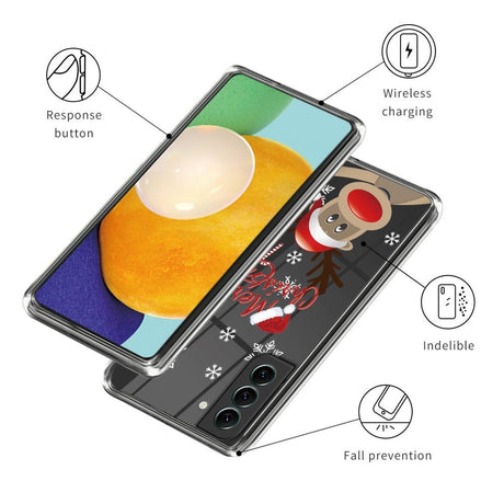 Samsung Galaxy S22 Fleksibelt Plast Julecover - Rensdyr med Nissehue
