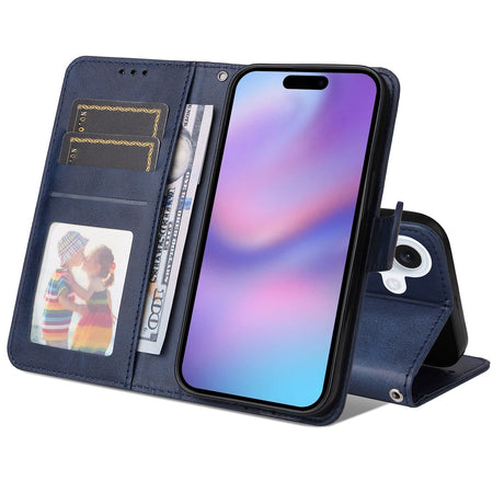 EIDERWOOD iPhone 17 Kunstlæder Flip Cover m. Pung & Strop - Blå
