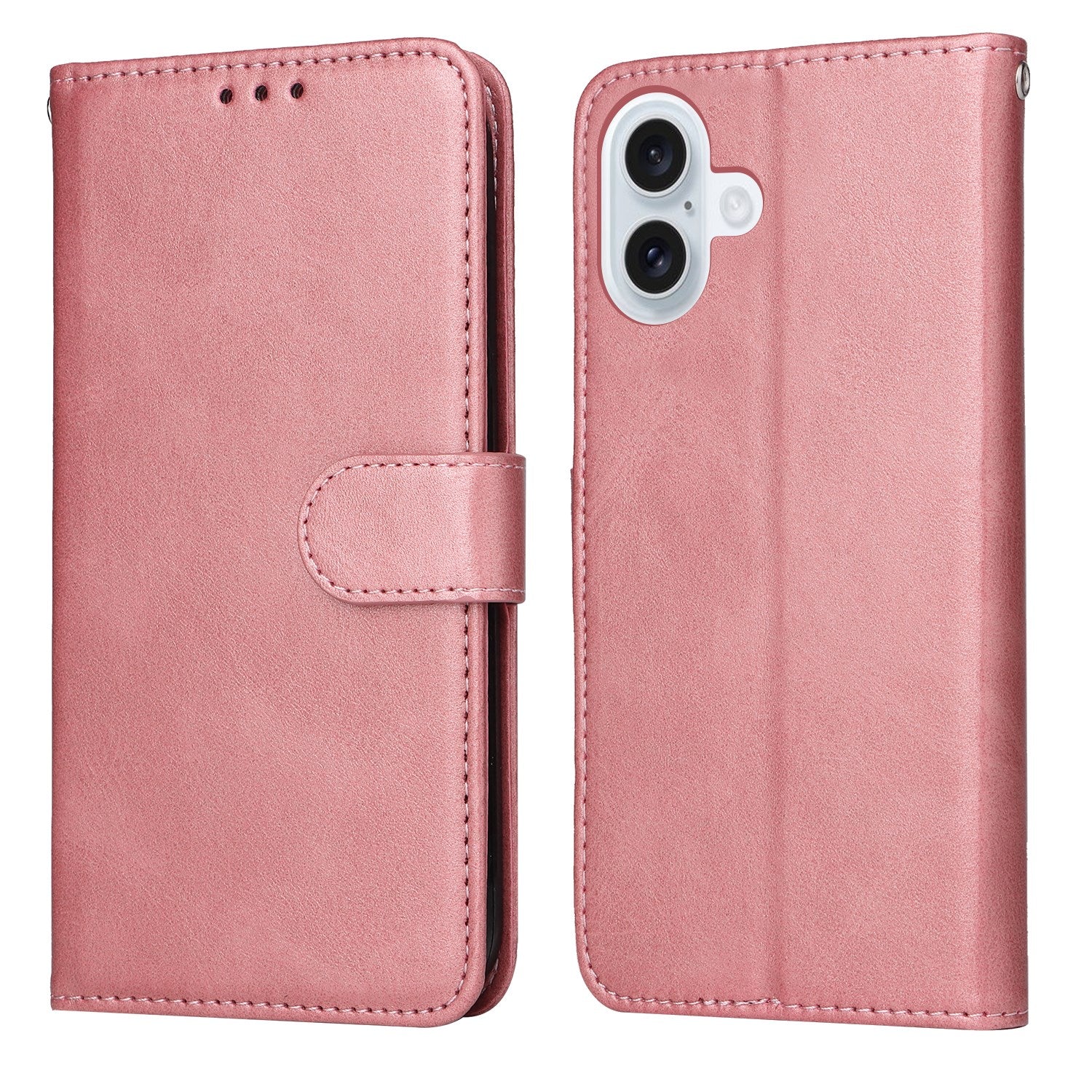 EIDERWOOD iPhone 17 Kunstlæder Flip Cover m. Pung & Strop - Lyserød