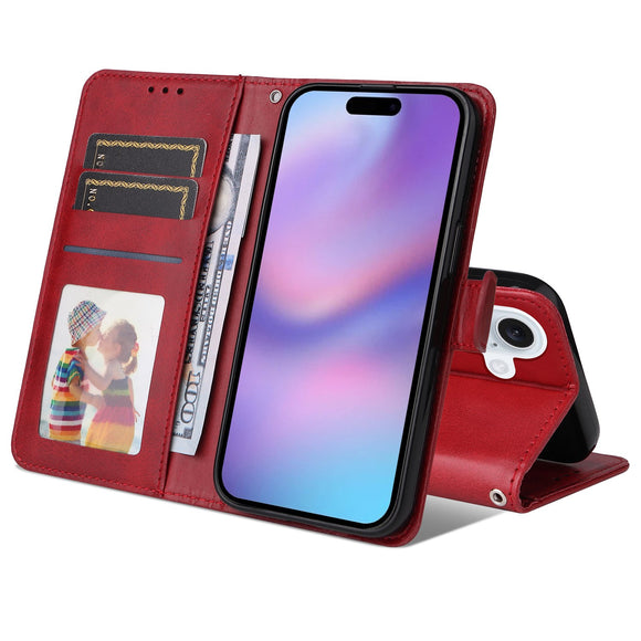 EIDERWOOD iPhone 17 Kunstlæder Flip Cover m. Pung & Strop - Rød