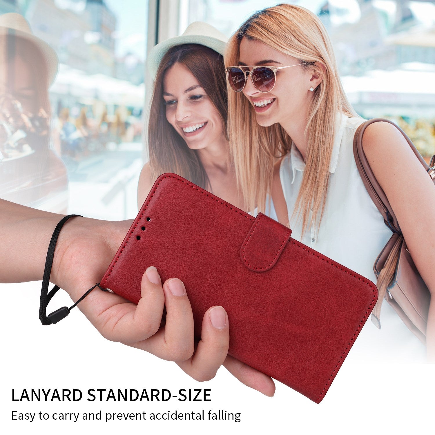 EIDERWOOD iPhone 17 Kunstlæder Flip Cover m. Pung & Strop - Rød