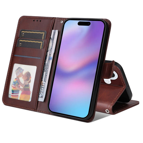 EIDERWOOD iPhone 17 Kunstlæder Flip Cover m. Pung & Strop - Brun