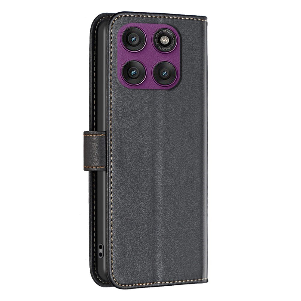 Motorola Edge 60 Pro BINFEN Kunstlæder Flip Cover m. Kortholder & Ståfunktion - Sort