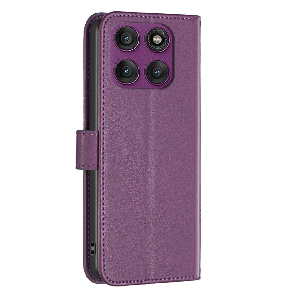 Motorola Edge 60 Pro BINFEN Kunstlæder Flip Cover m. Kortholder & Ståfunktion - Mørk Lilla