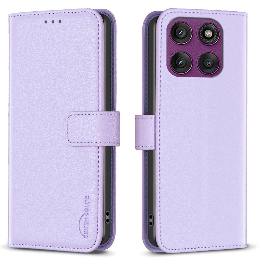 Motorola Edge 60 Pro BINFEN Kunstlæder Flip Cover m. Kortholder & Ståfunktion - Lilla