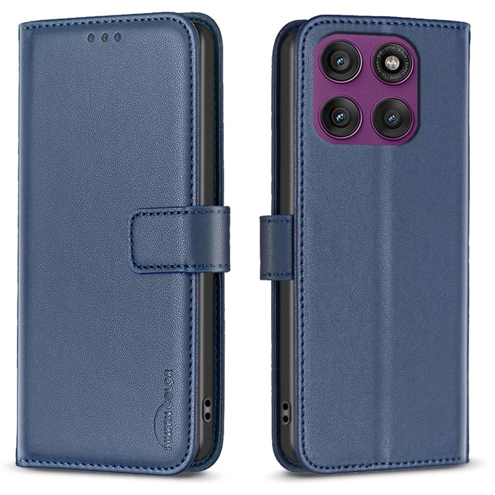 Motorola Edge 60 Pro BINFEN Kunstlæder Flip Cover m. Kortholder & Ståfunktion - Mørkeblå