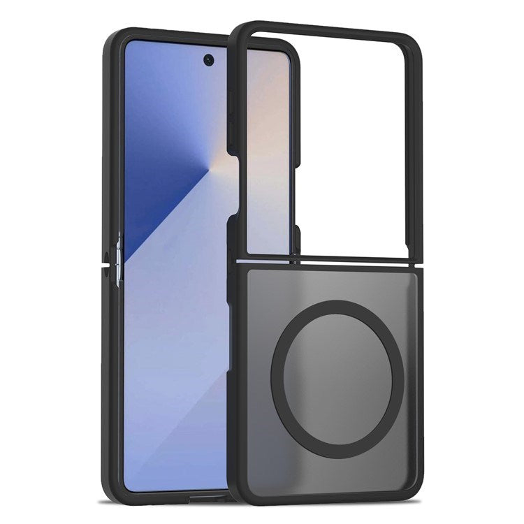 EIDERWOOD Samsung Galaxy Z Flip7 Mat Hybrid Cover - MagSafe Kompatibel - Gennemsigtig / Sort