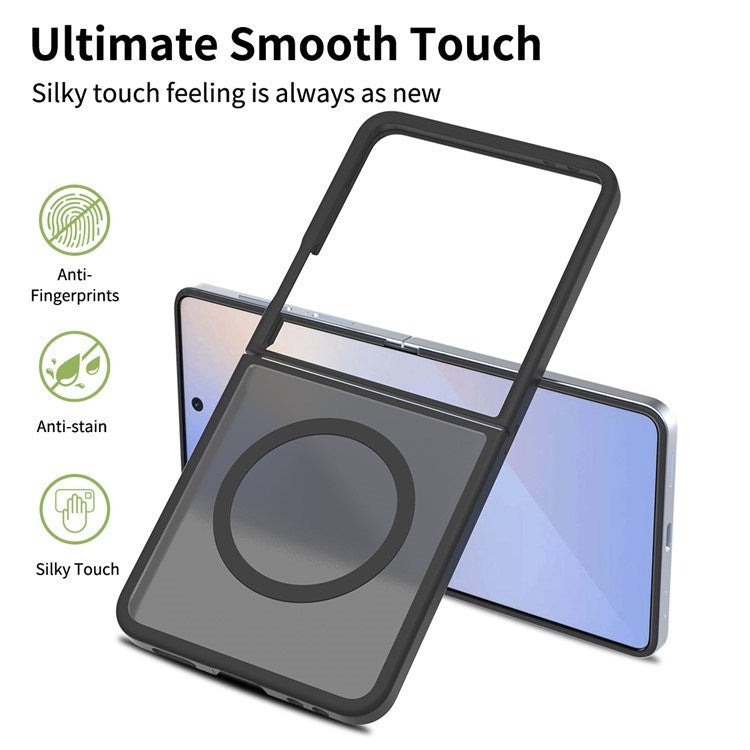 EIDERWOOD Samsung Galaxy Z Flip7 Mat Hybrid Cover - MagSafe Kompatibel - Gennemsigtig / Sort