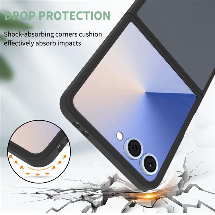 EIDERWOOD Samsung Galaxy Z Flip7 Mat Hybrid Cover - MagSafe Kompatibel - Gennemsigtig / Sort