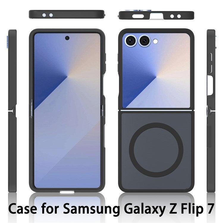 EIDERWOOD Samsung Galaxy Z Flip7 Mat Hybrid Cover - MagSafe Kompatibel - Gennemsigtig / Sort