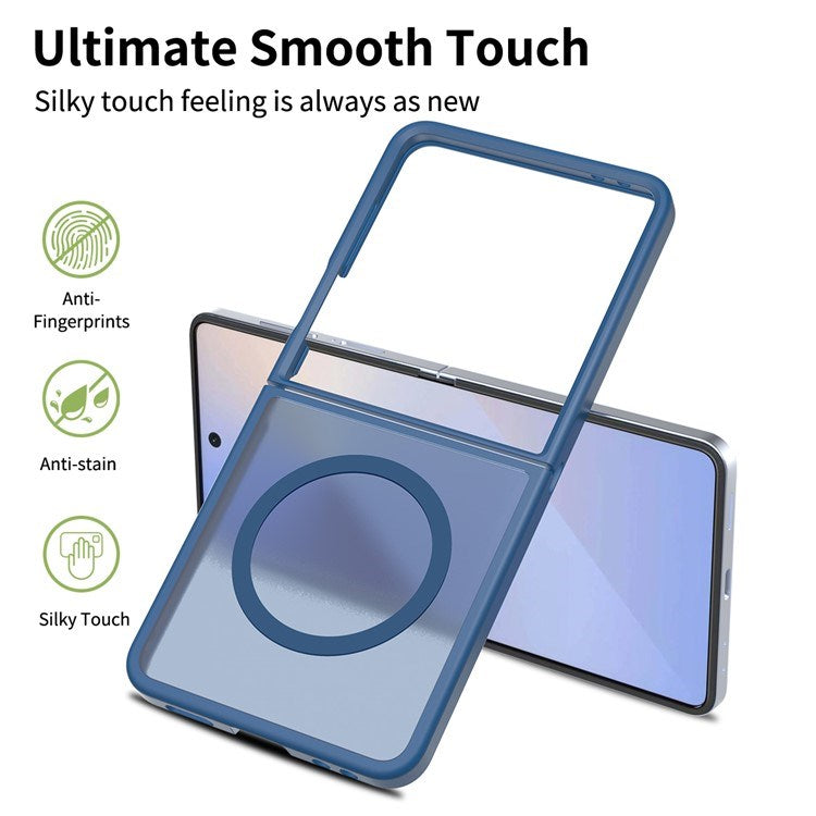 EIDERWOOD Samsung Galaxy Z Flip7 Mat Hybrid Cover - MagSafe Kompatibel - Gennemsigtig / Blå