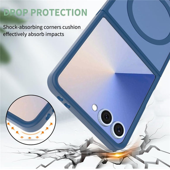EIDERWOOD Samsung Galaxy Z Flip7 Mat Hybrid Cover - MagSafe Kompatibel - Gennemsigtig / Blå