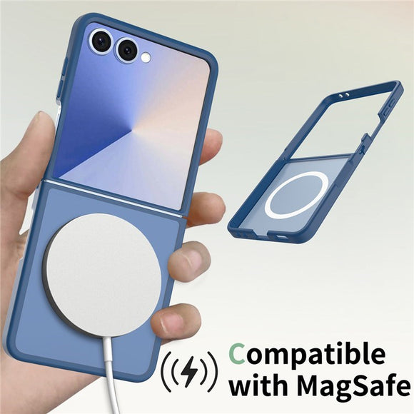 EIDERWOOD Samsung Galaxy Z Flip7 Mat Hybrid Cover - MagSafe Kompatibel - Gennemsigtig / Blå