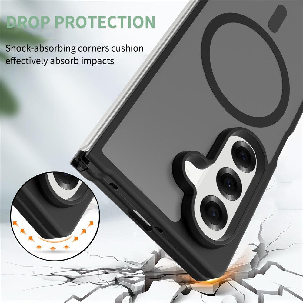 EIDERWOOD Samsung Galaxy Z Fold7 Mat Hybrid Cover - MagSafe Kompatibel - Gennemsigtig / Sort