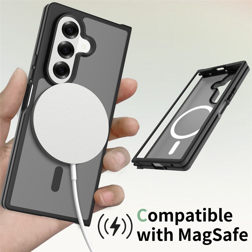 EIDERWOOD Samsung Galaxy Z Fold7 Mat Hybrid Cover - MagSafe Kompatibel - Gennemsigtig / Sort