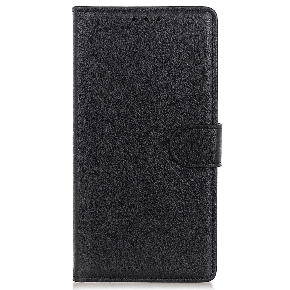 Samsung Galaxy S23 Ultra Litchi Læder Cover m. Pung - Sort