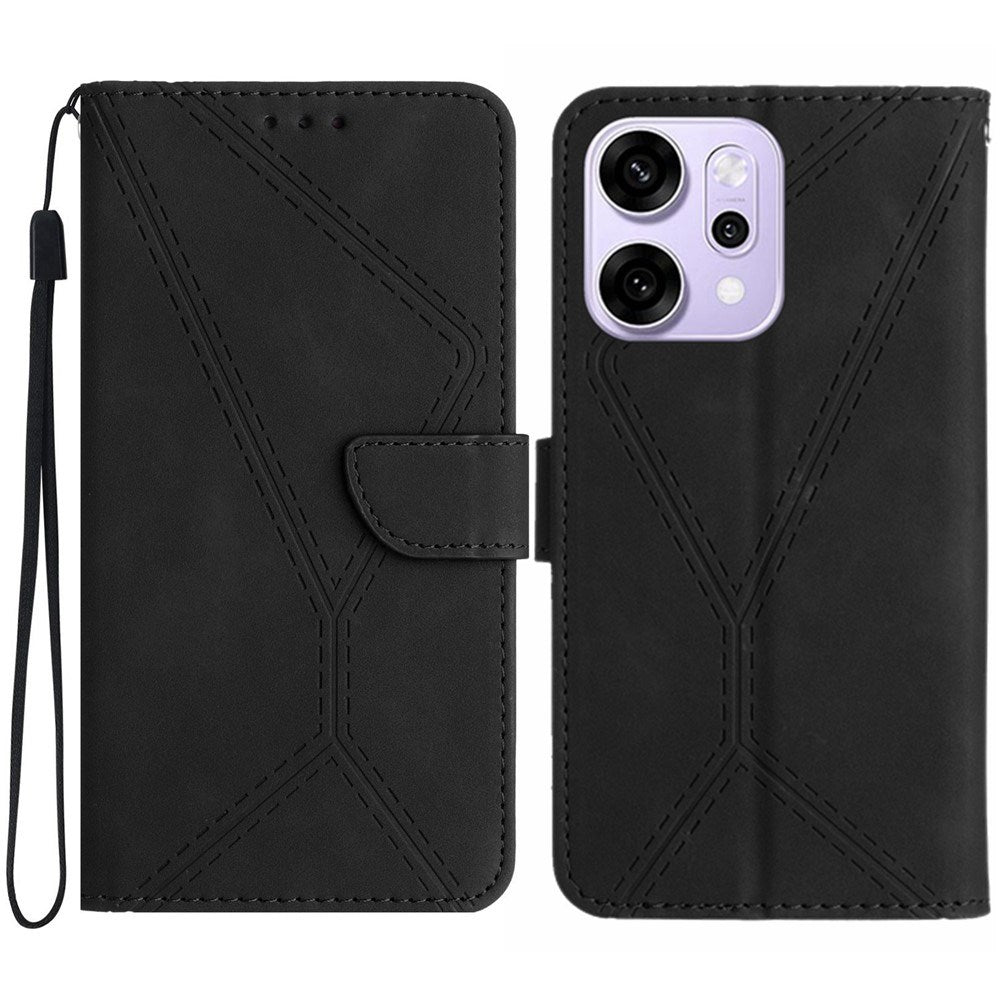 Oppo Reno14 (5G) Kunstlæder Flipcover m. Tryk - Sort